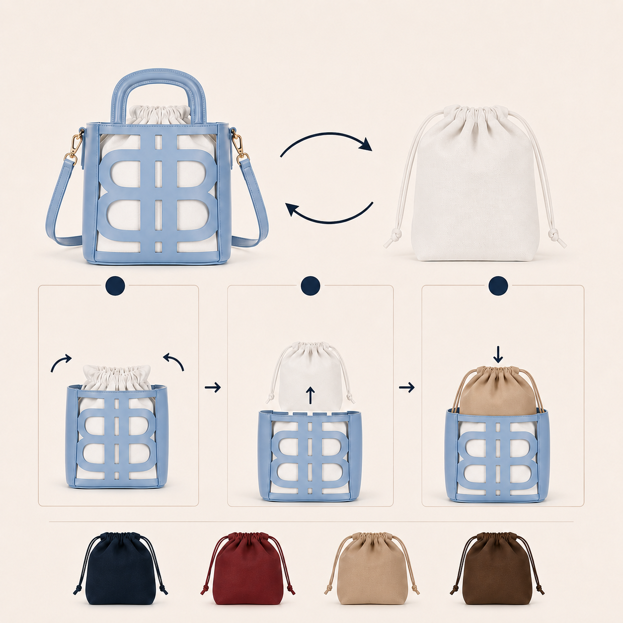Pochon sac seau LB - Beige